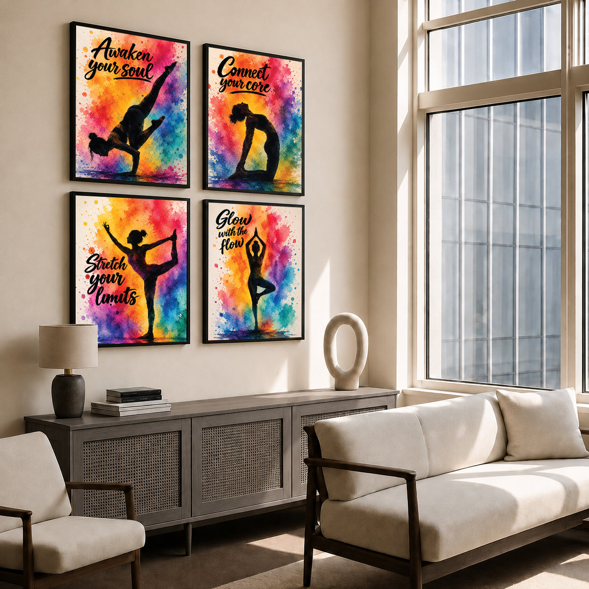 Yoga Quotes Wall Frames (Set of 4)