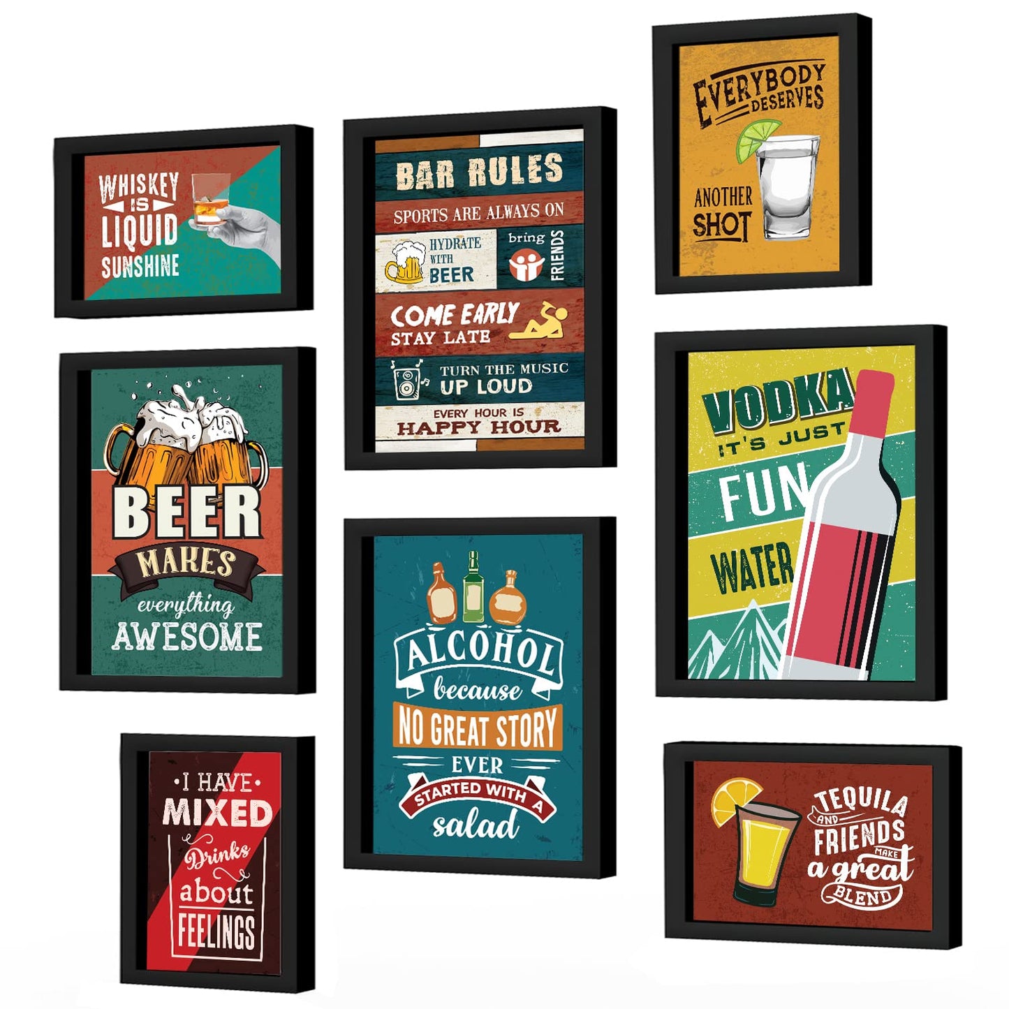 Bar, Vodka, Beer Quotes (Set of 8)