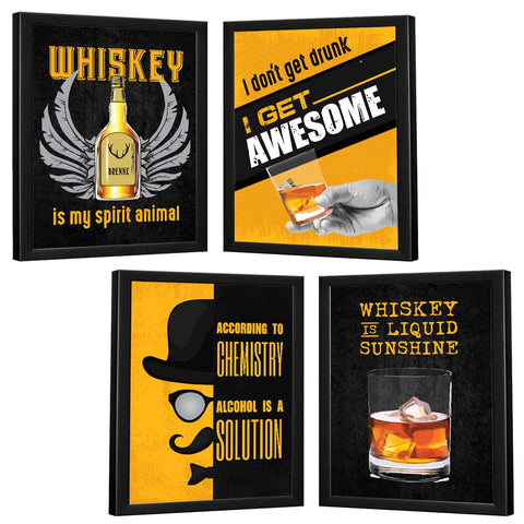 Bar, Alcohol, Whisky,  (Set of 4)