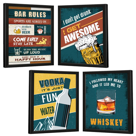 Bar, Rum, Whisky, Vodka (Set of 4)