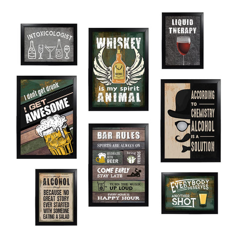 Bar Beer Whiskey Quotes (Set of 8)