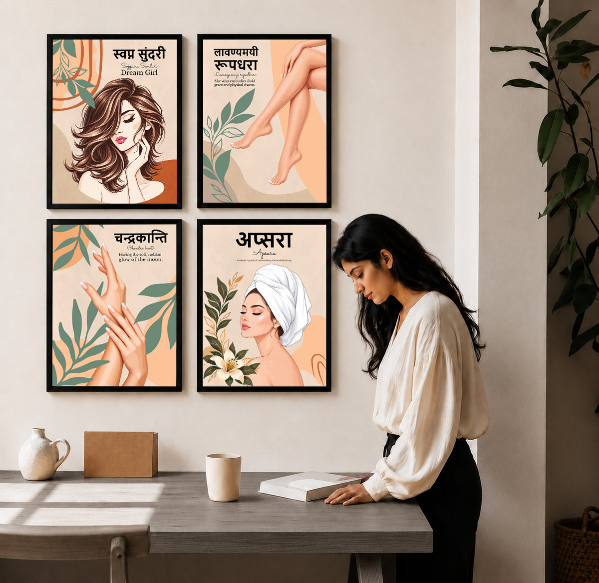 Beauty Parlour Hindi Quotes Set of 4