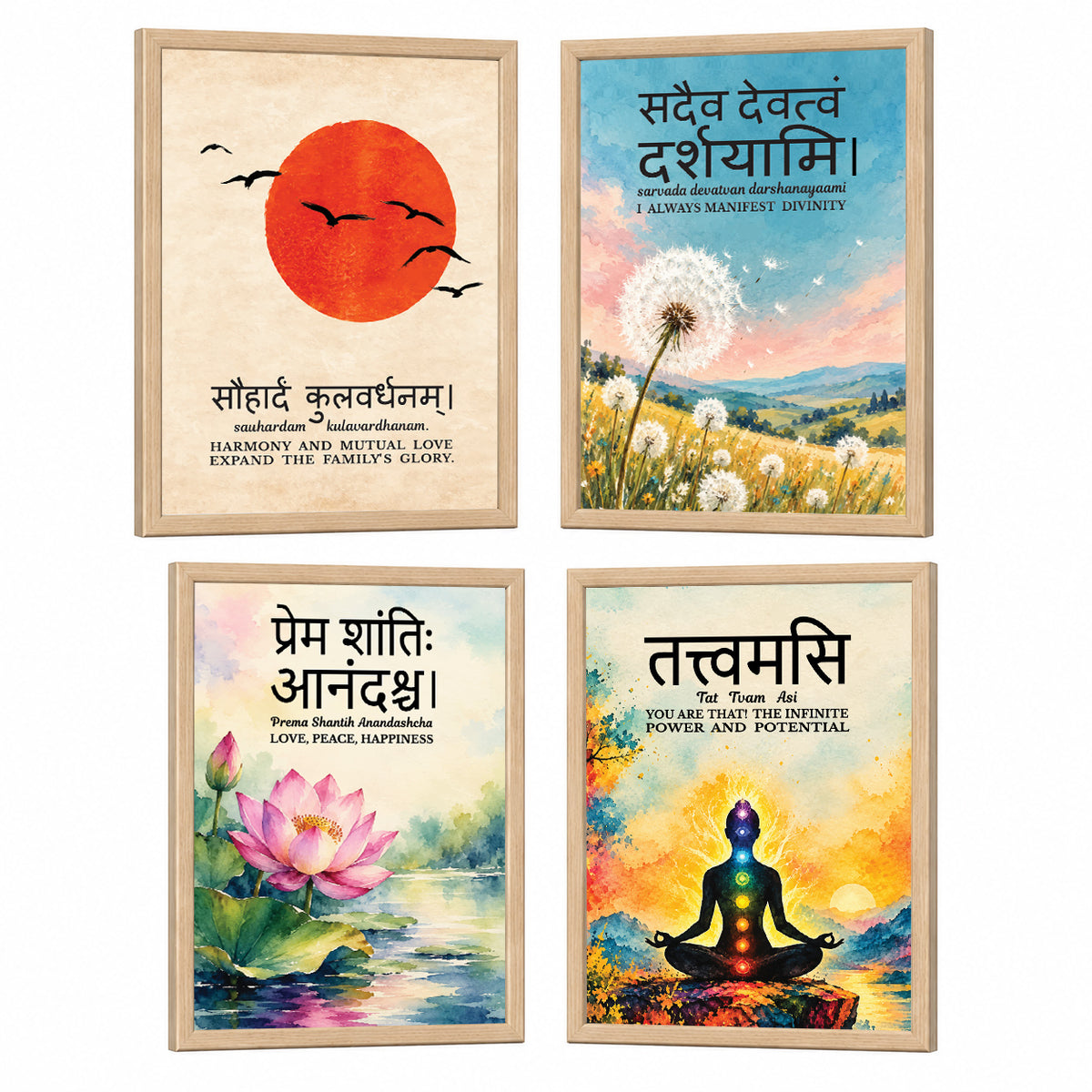 Family Home Gita Upanishad Sanskrit Hindi Wall Decor (Set of 4)