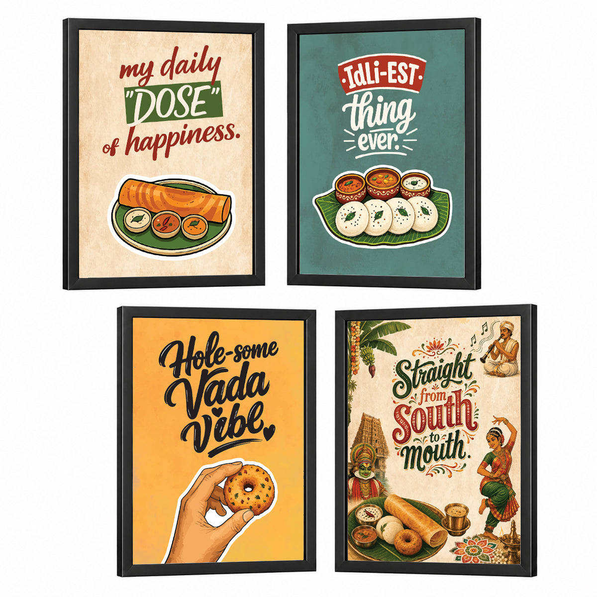 Restaurant South Indian Food Dosa Idli Vada(Set of 4)
