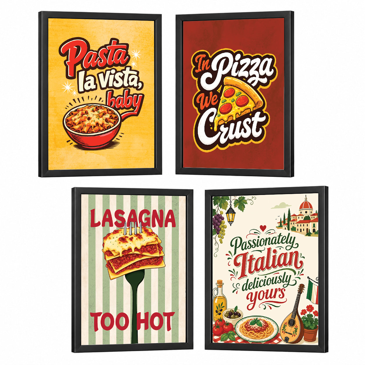 Restaurant Pizza Pasta Italian lasagna Food (Set of 4)