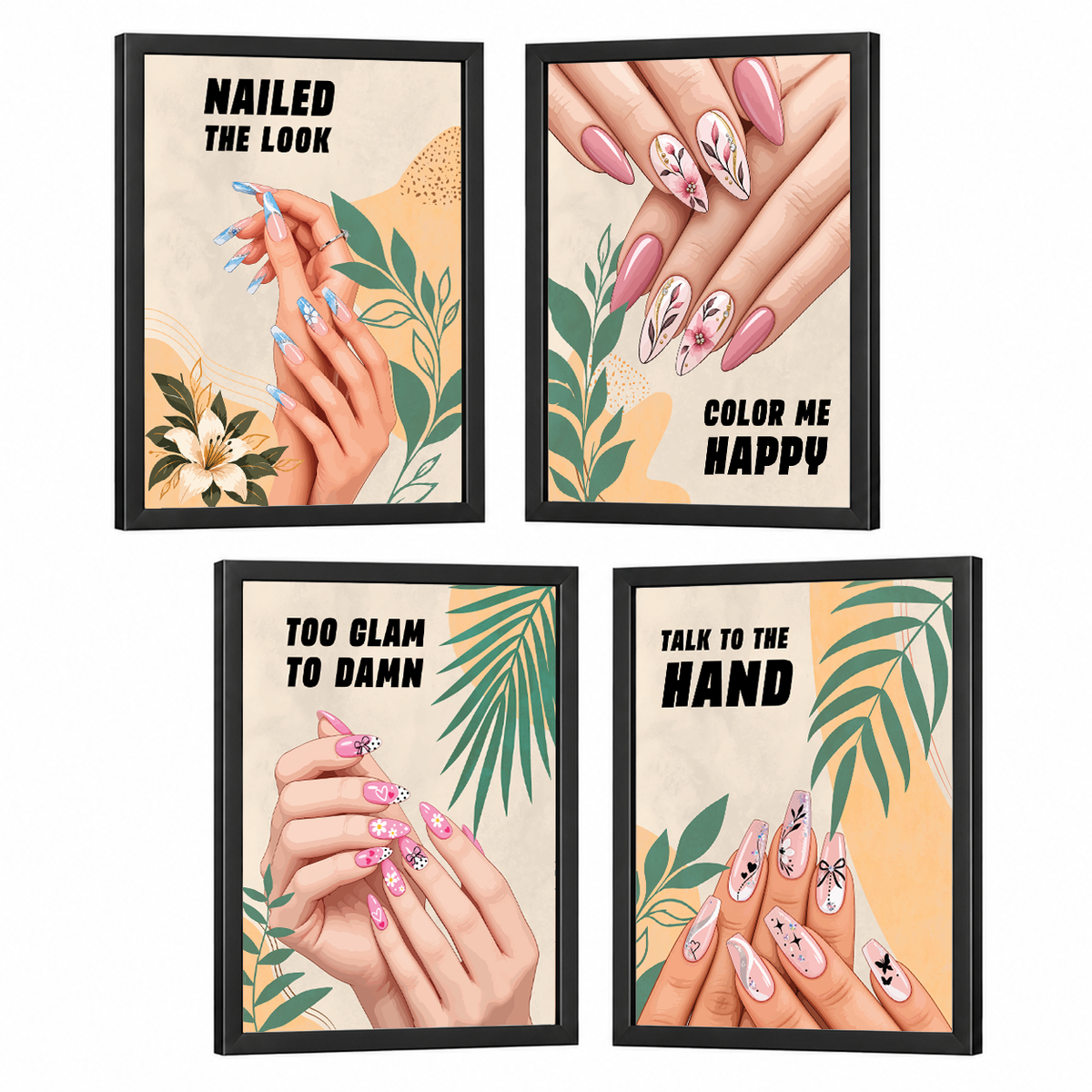Beauty Parlour Nail Art Quotes Set of 4