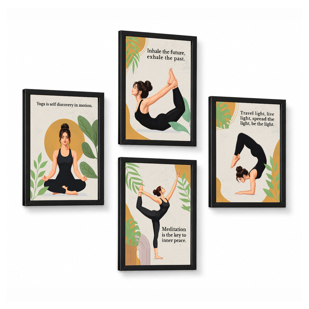 Yoga Quotes Wall Frames (Set of 4)