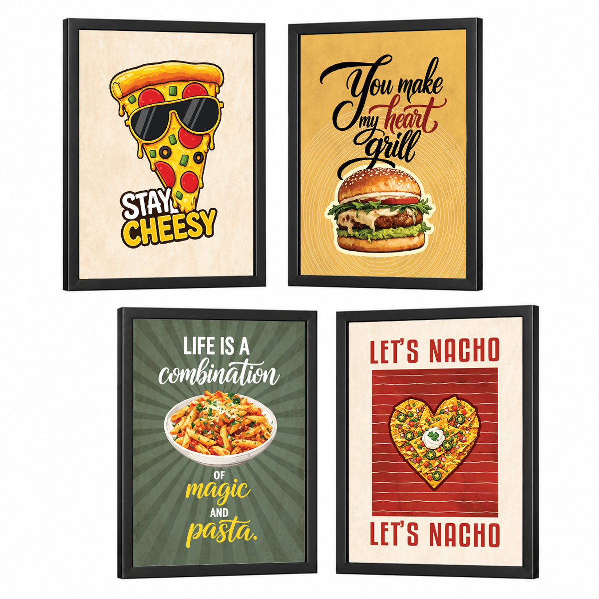 Restaurant Pizza Burger  Pasta Nacho Food (Set of 4)