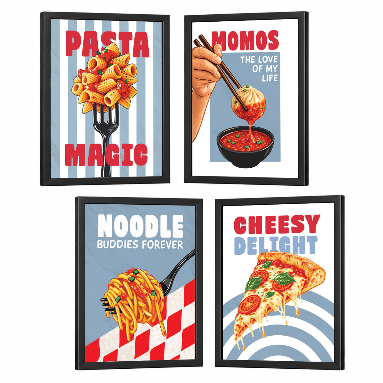 Restaurant Pizza Noodles Pasta Momos Food (Set of 4)