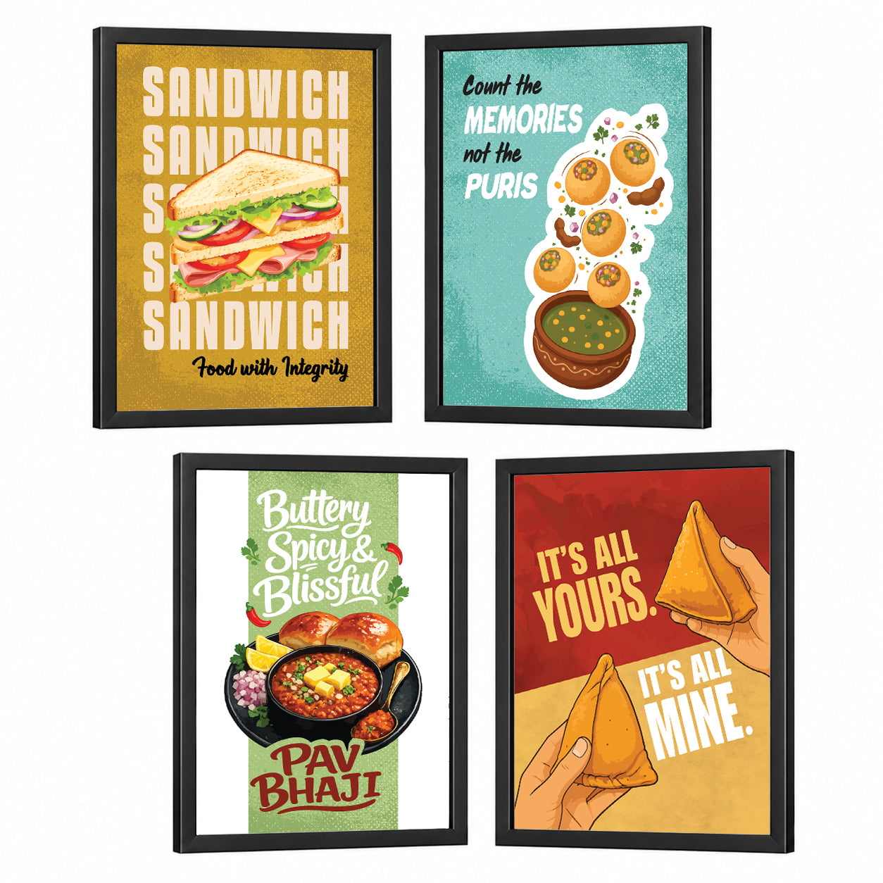 Restaurant Panipuri Sandwich pav bhaji samosa Food (Set of 4)