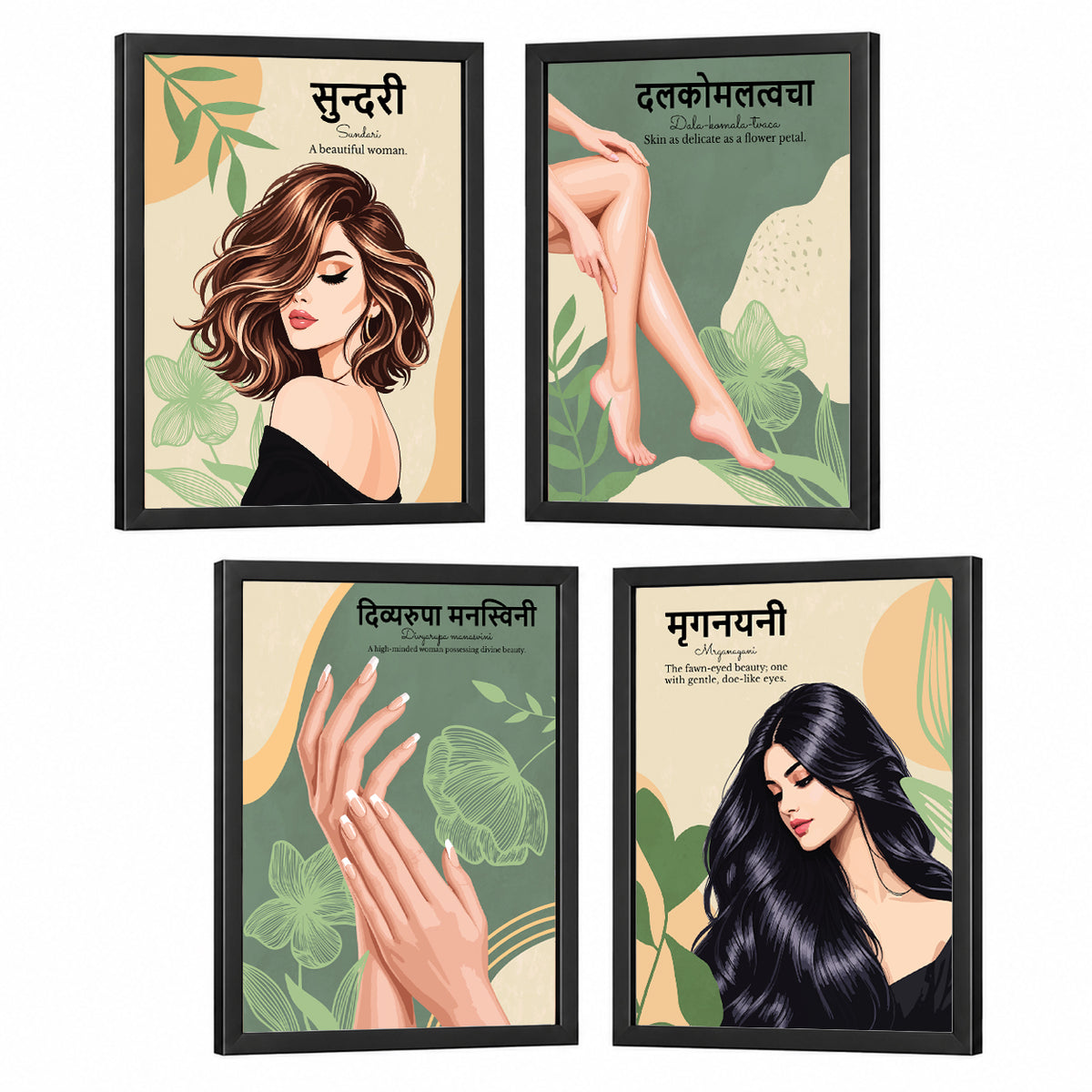 Beauty Parlour Hindi Quotes Set of 4