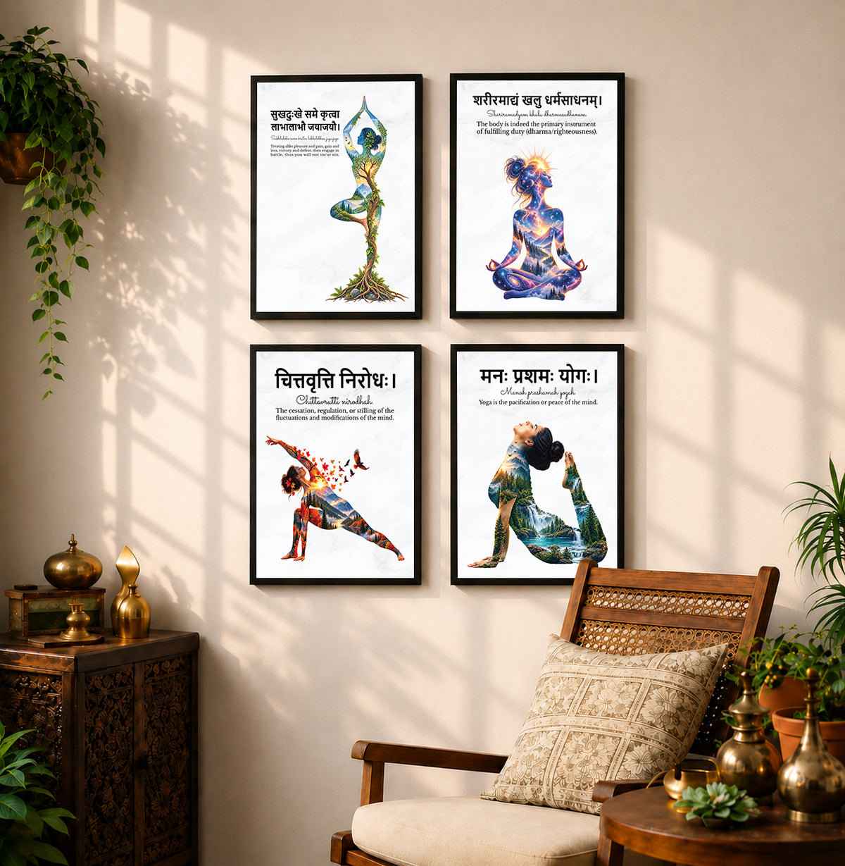 Yoga Quotes Wall Frames (Set of 4)