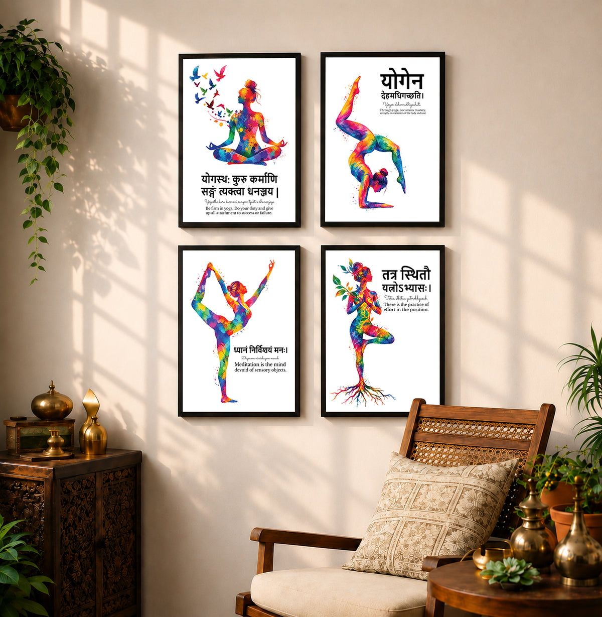 Yoga Quotes Wall Frames (Set of 4)