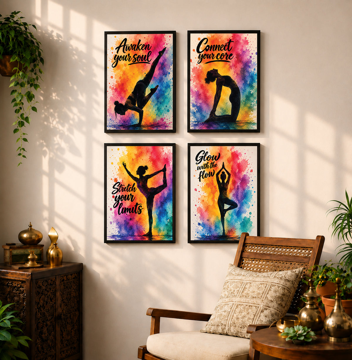 Yoga Quotes Wall Frames (Set of 4)