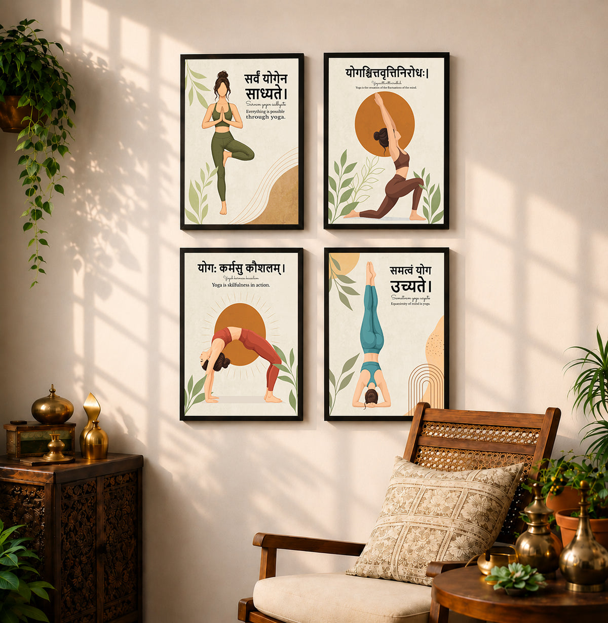 Yoga Quotes Wall Frames (Set of 4)