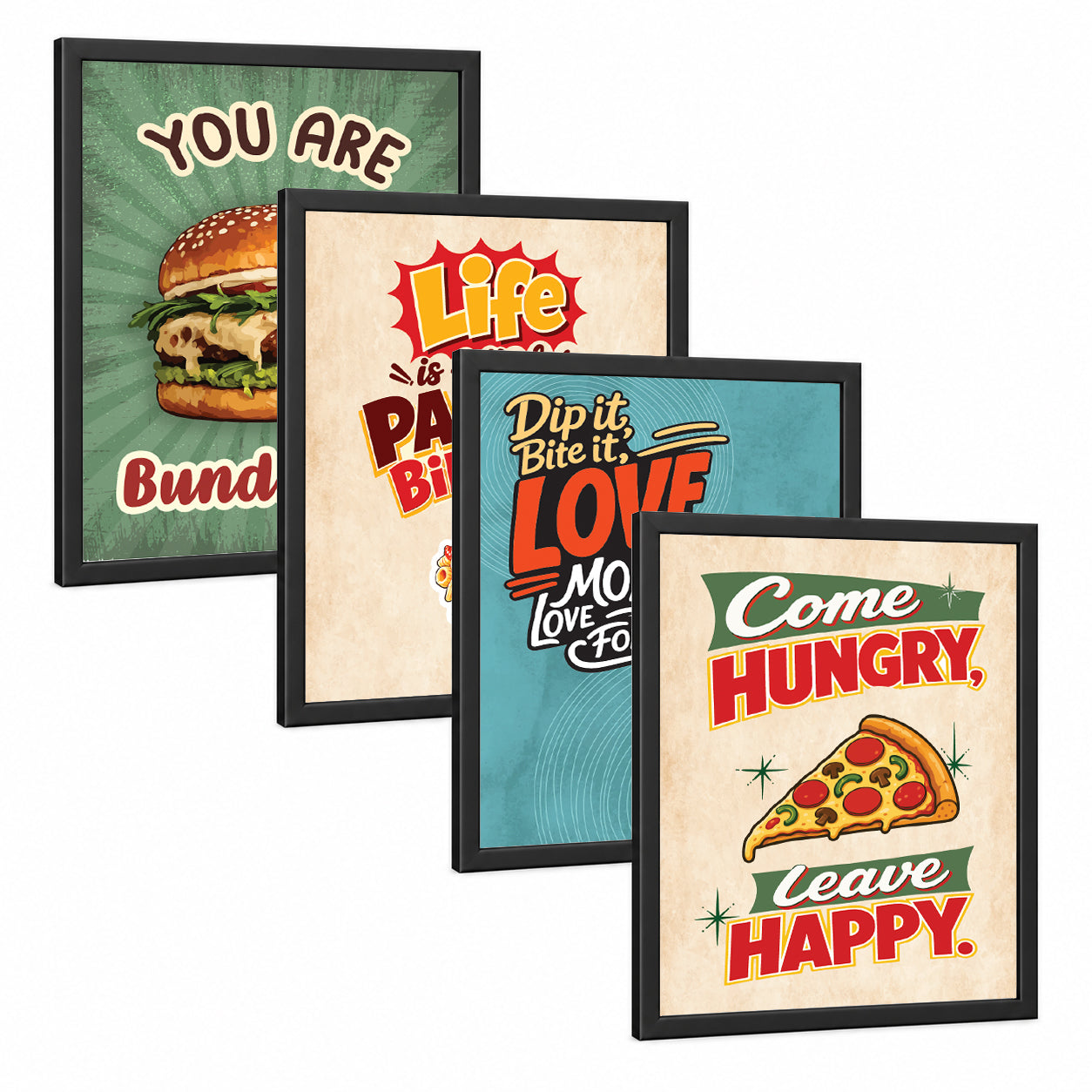 Restaurant Pizza Burger  Pasta Momos Food (Set of 4)