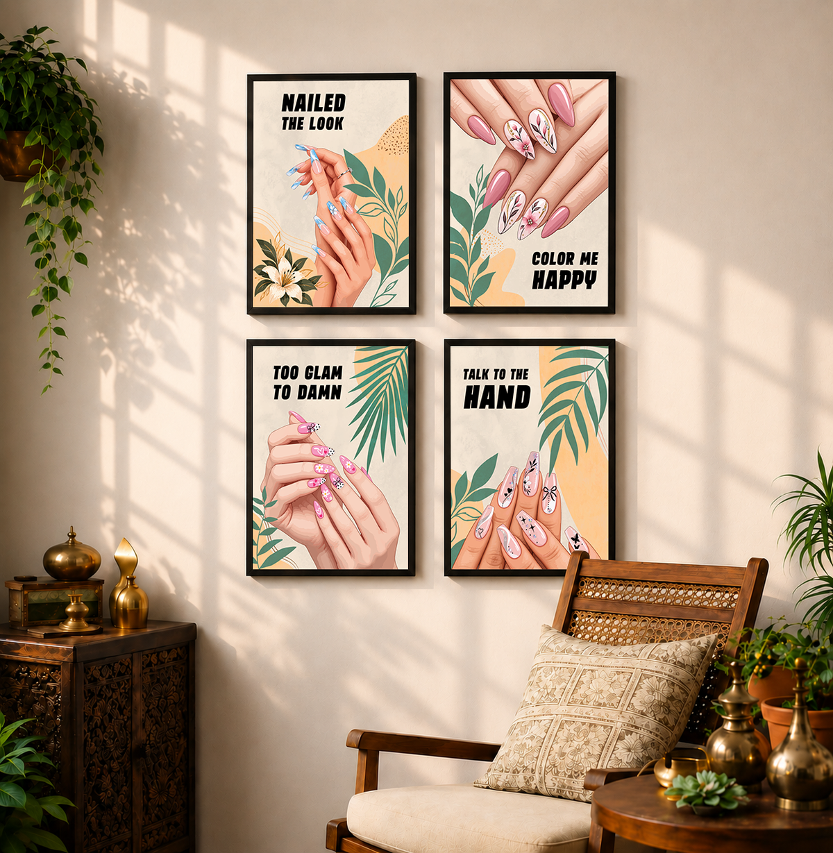 Beauty Parlour Nail Art Quotes Set of 4