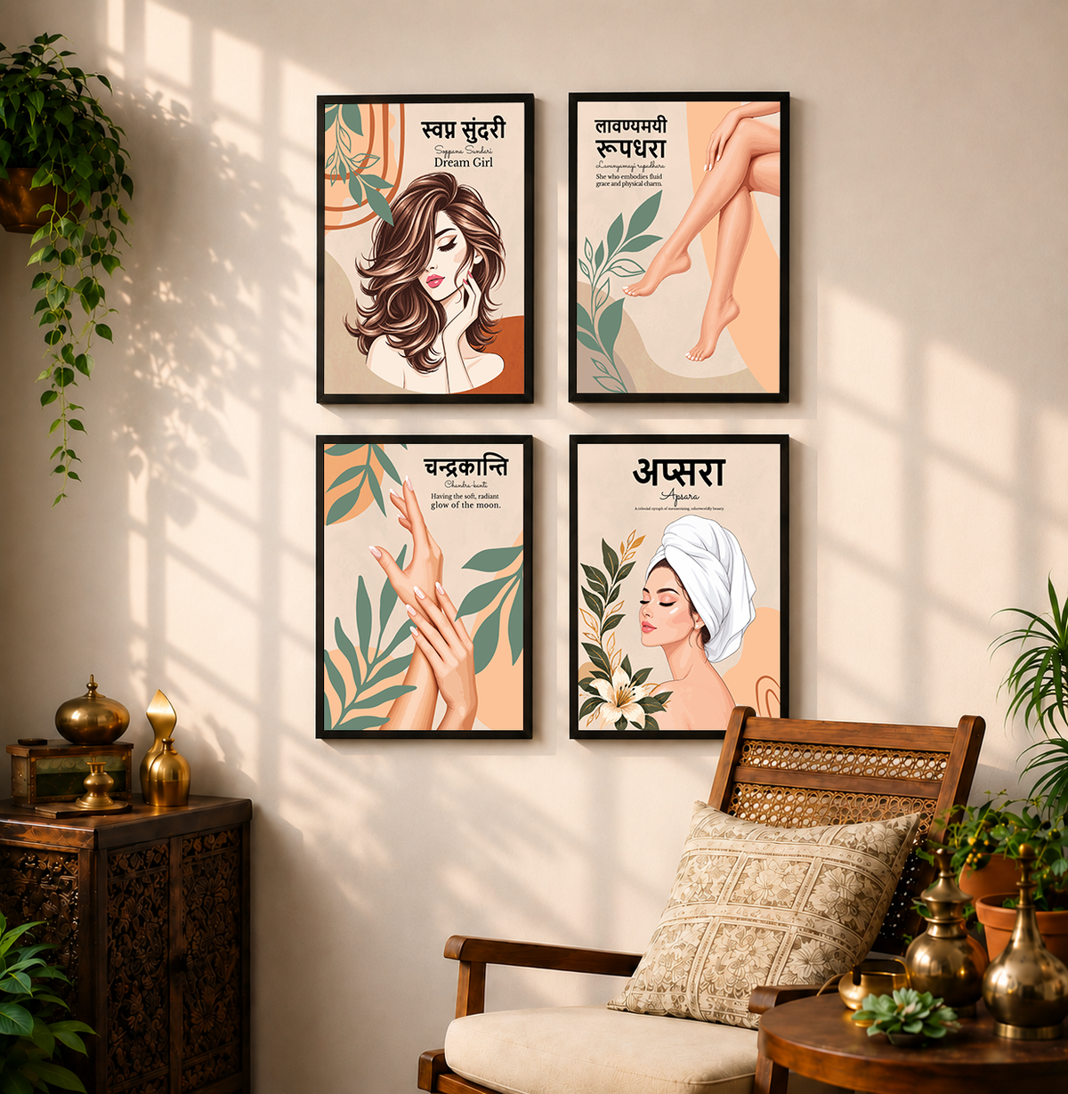 Beauty Parlour Hindi Quotes Set of 4