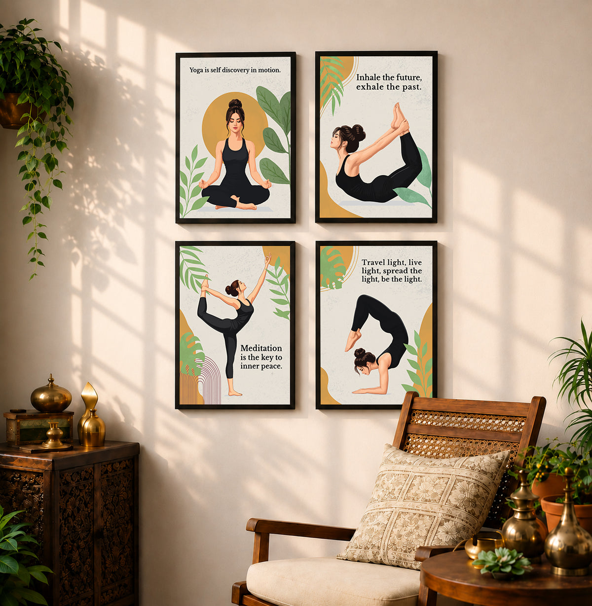 Yoga Quotes Wall Frames (Set of 4)