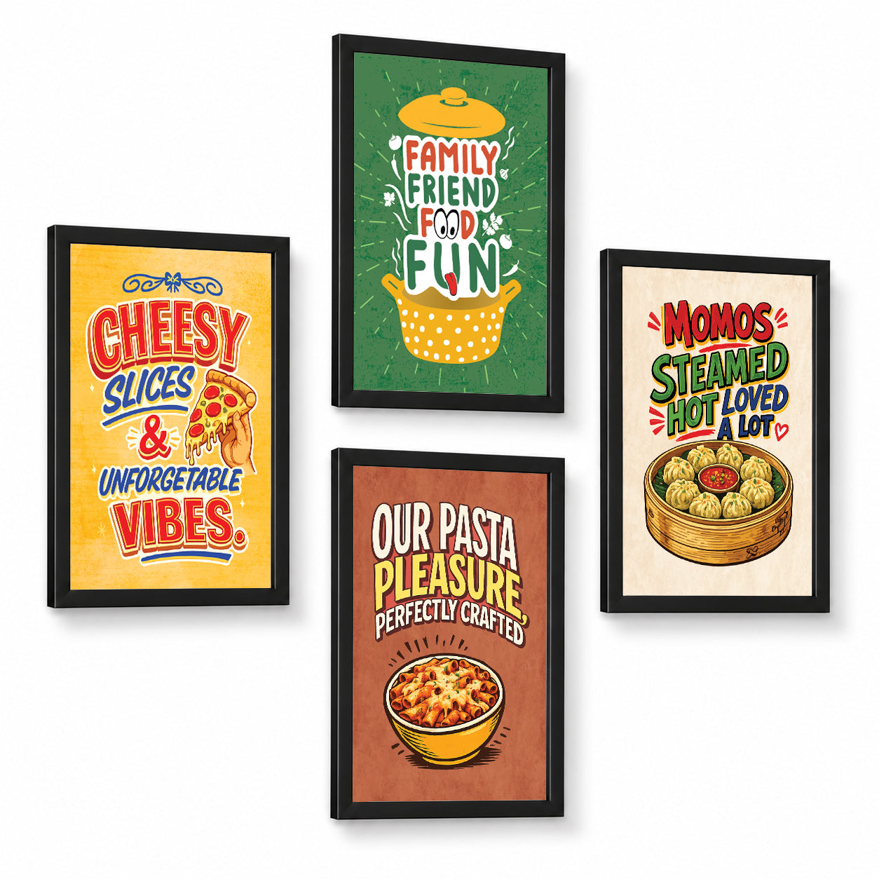 Restaurant Pizza Pasta Momos Food (Set of 4)
