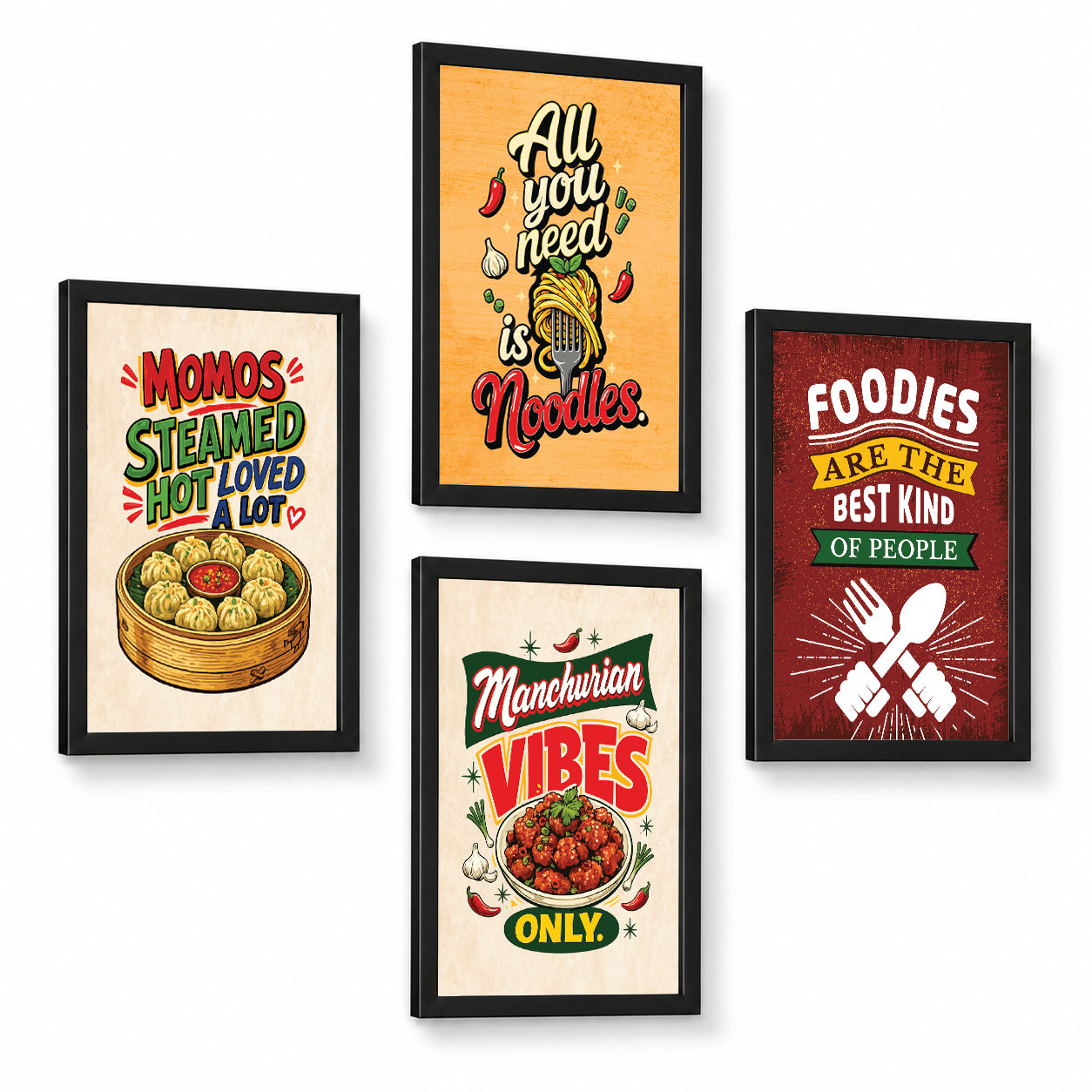 Restaurant Manchurian Noodles Momos Food (Set of 4)