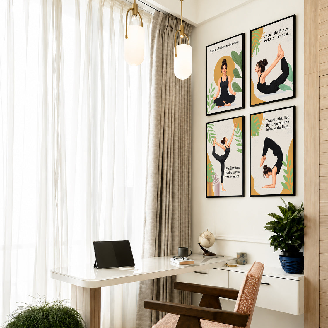 Yoga Quotes Wall Frames (Set of 4)