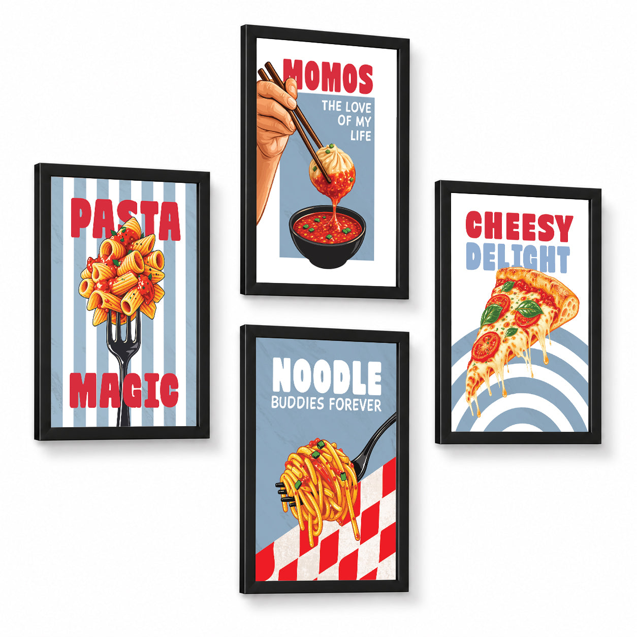 Restaurant Pizza Noodles Pasta Momos Food (Set of 4)