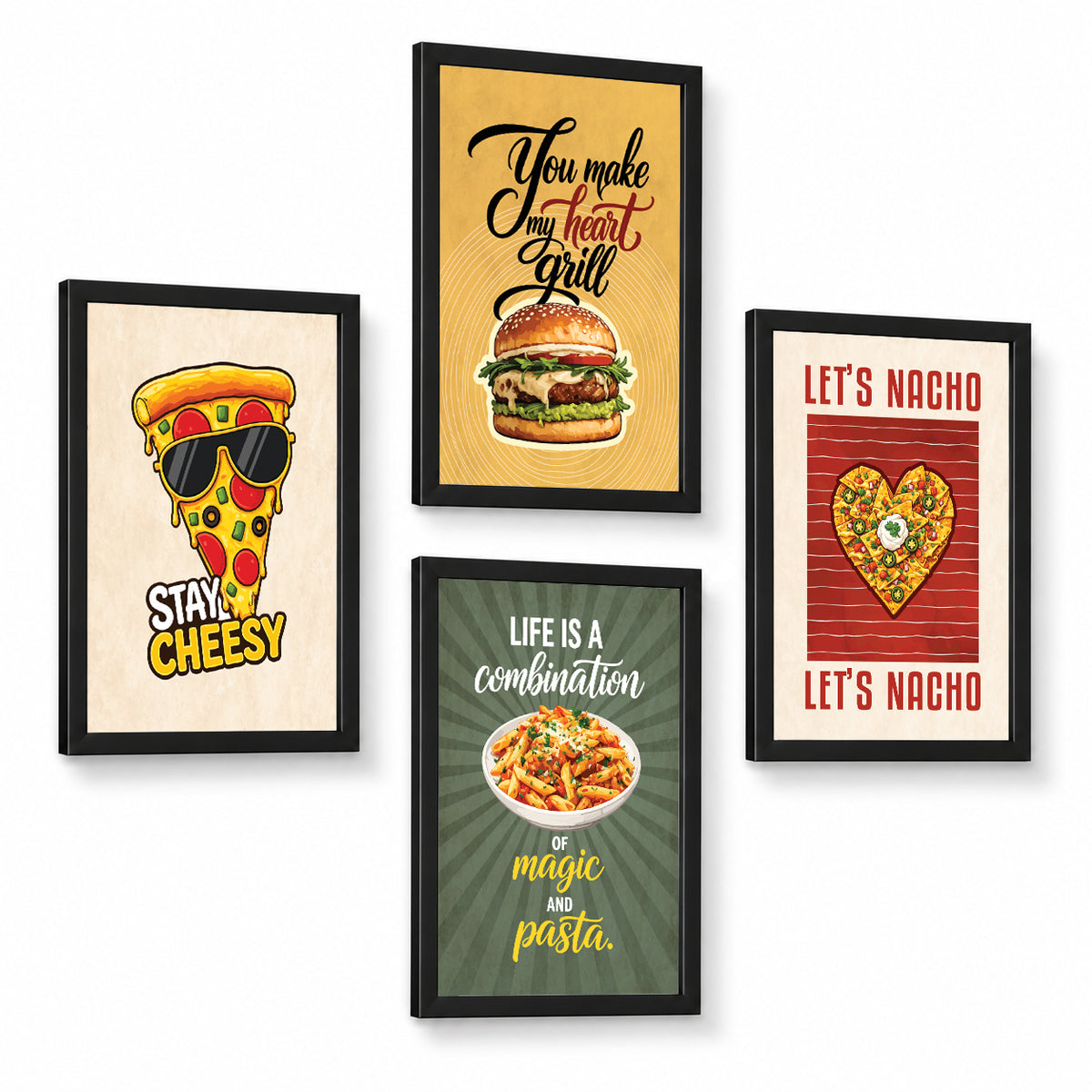 Restaurant Pizza Burger  Pasta Nacho Food (Set of 4)