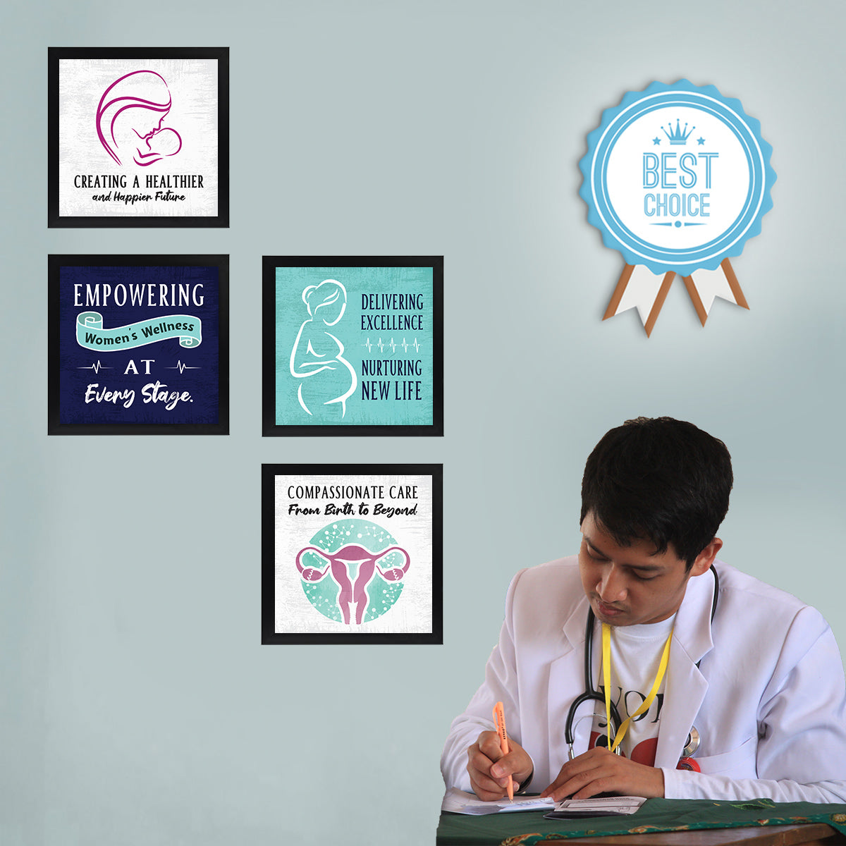 Gynecologist - Obstetrician - Doctor - Set of 4