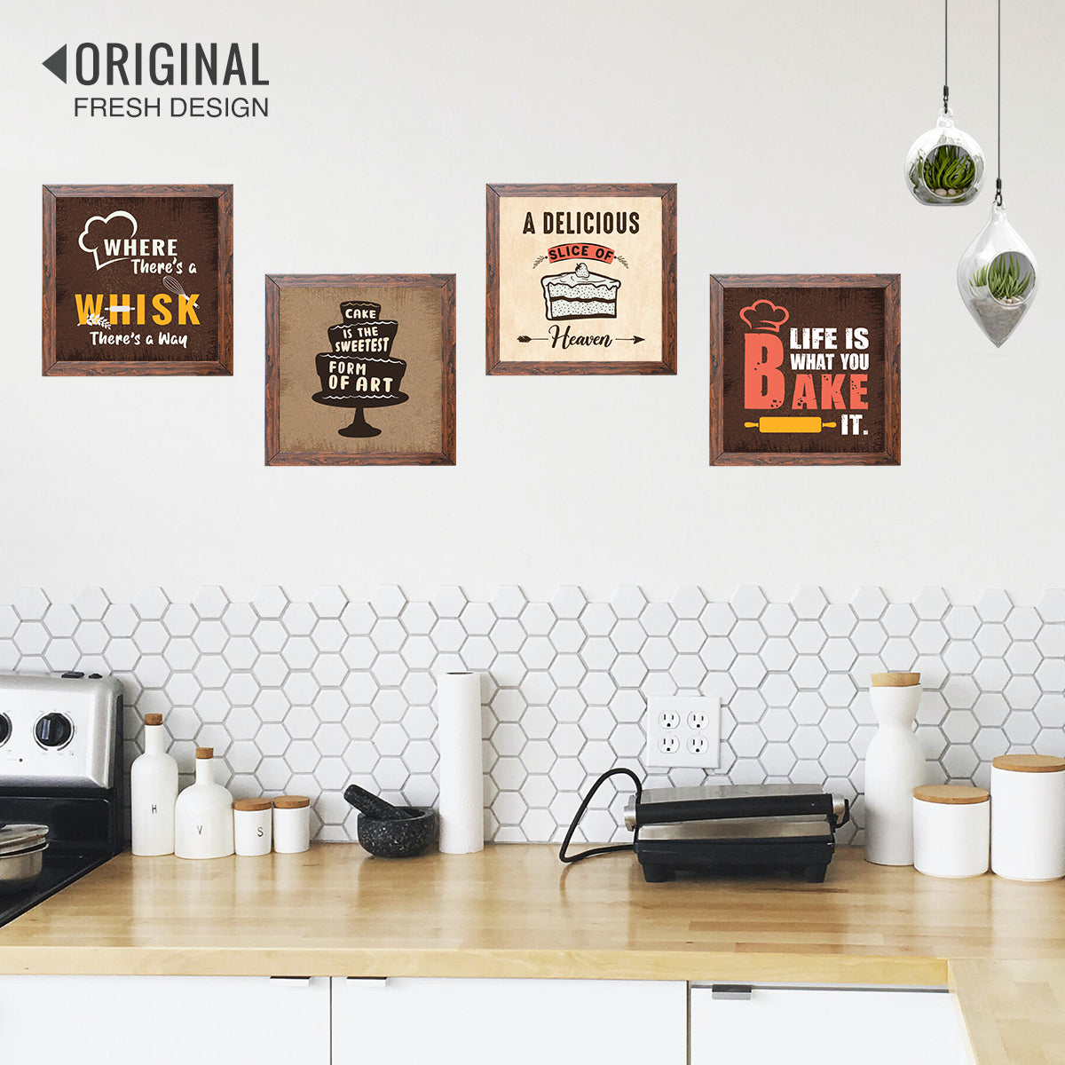 Kitchen Bakery cake food Quotes (Set of 4)