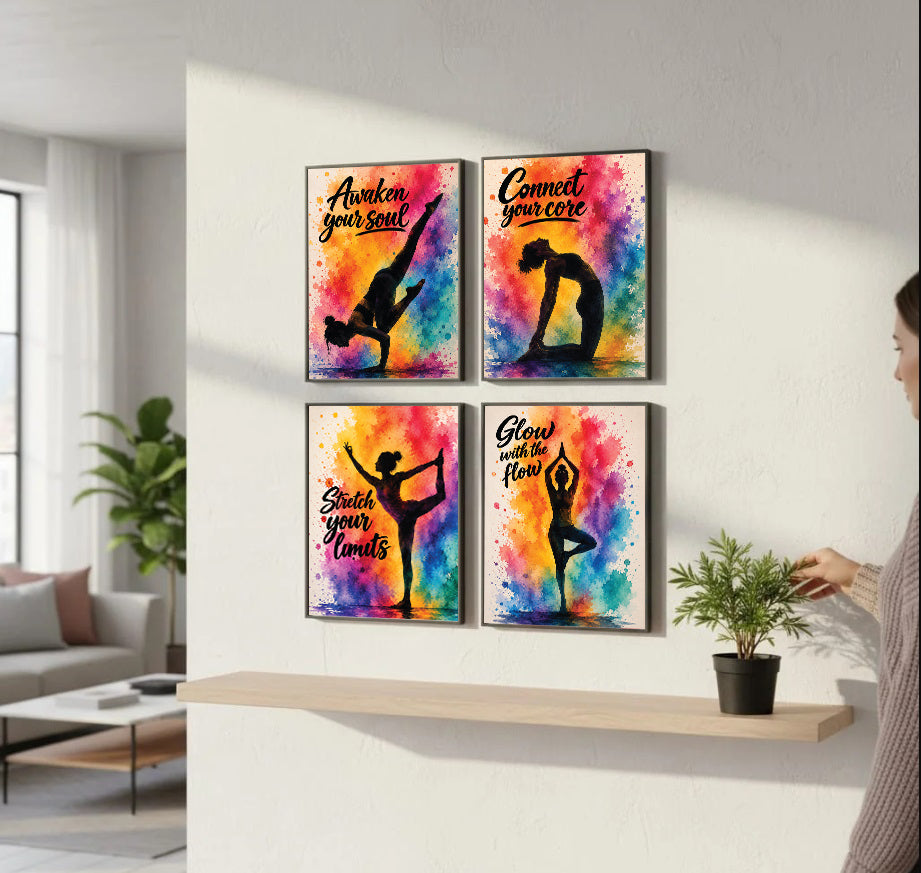 Yoga Quotes Wall Frames (Set of 4)