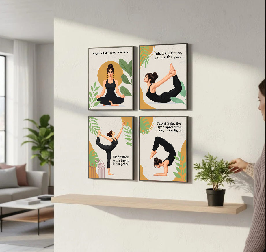 Yoga Quotes Wall Frames (Set of 4)