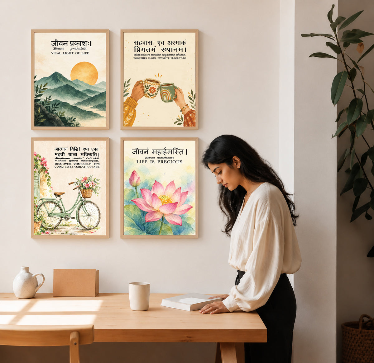 Family Home Sanskrit Quotes (Set of 4)