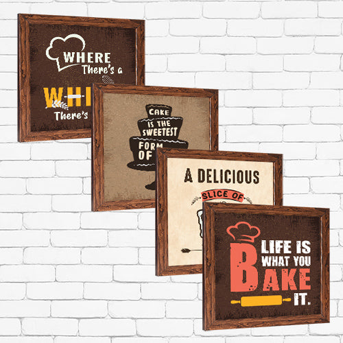 Kitchen Bakery cake food Quotes (Set of 4)