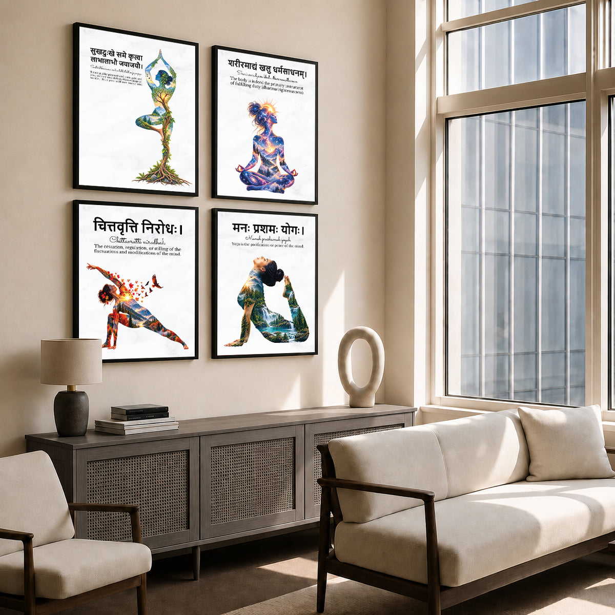 Yoga Quotes Wall Frames (Set of 4)