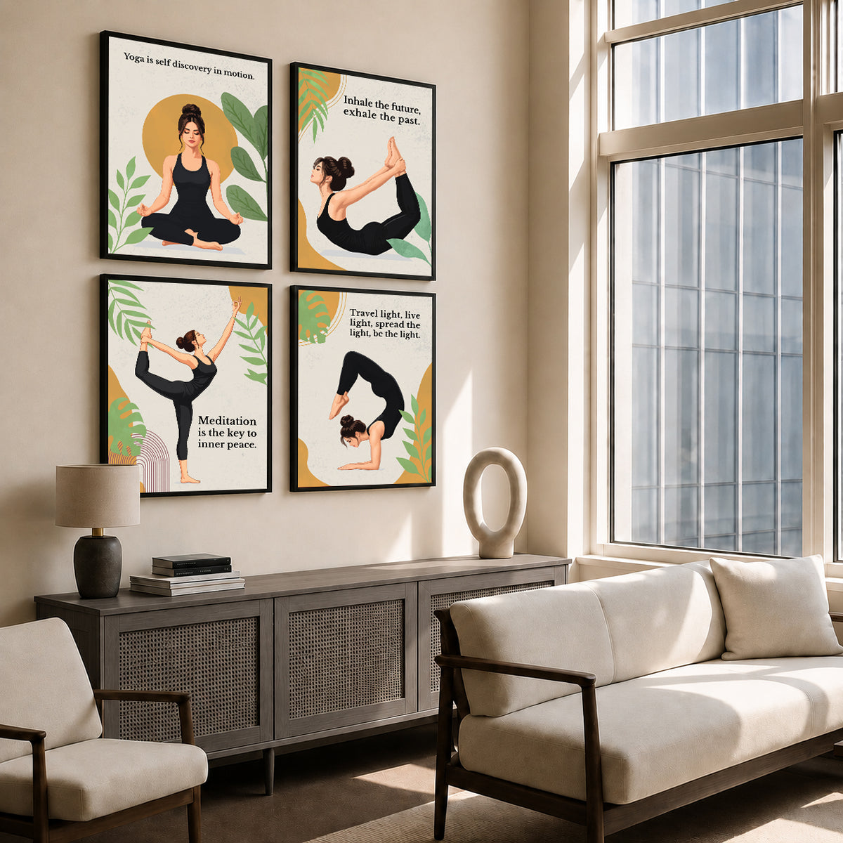 Yoga Quotes Wall Frames (Set of 4)