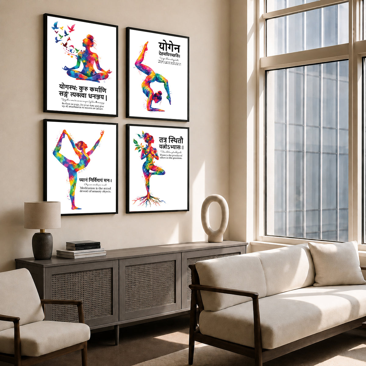 Yoga Quotes Wall Frames (Set of 4)