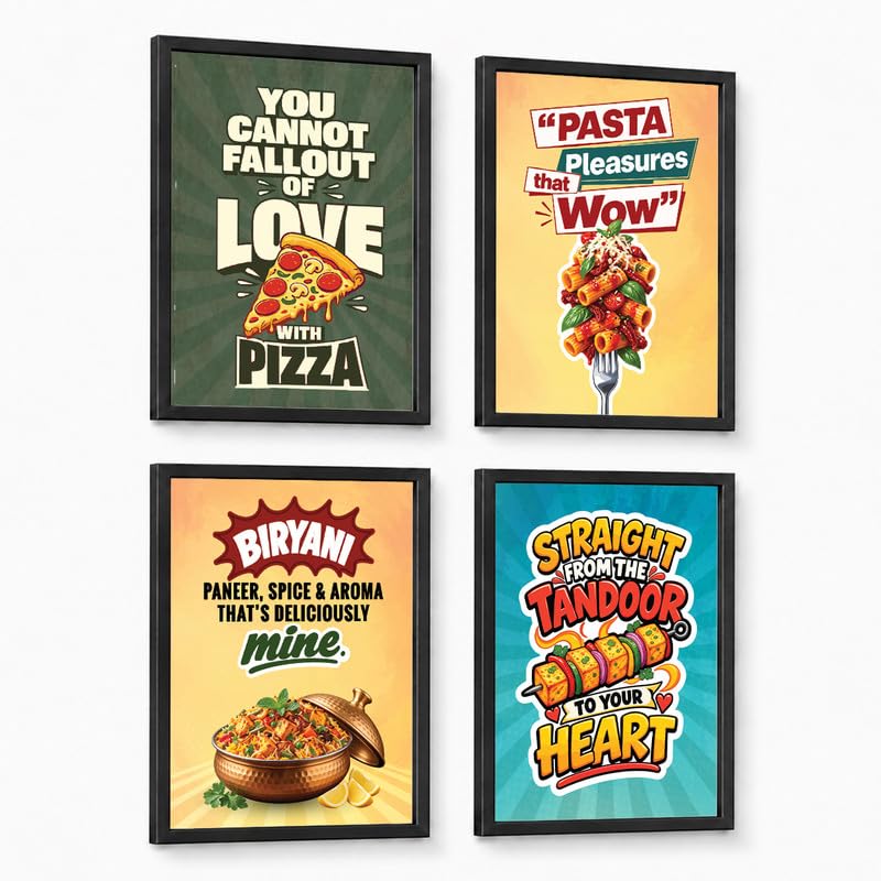 Restaurant Pizza  Pasta Biryani Tandoori Paneer Food (Set of 4)