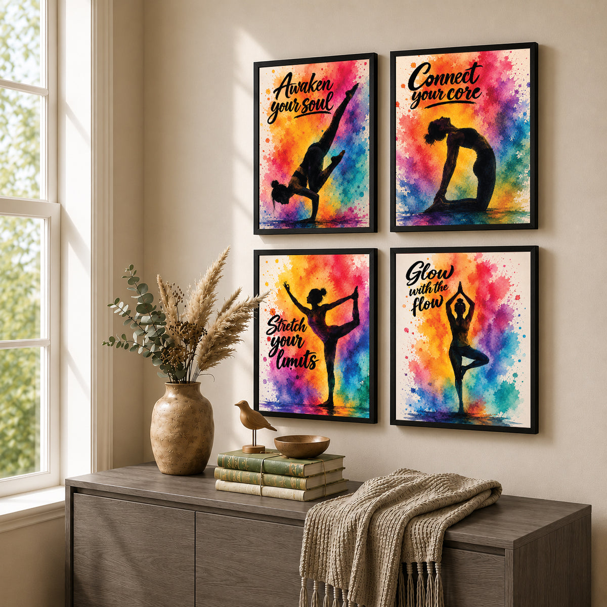 Yoga Quotes Wall Frames (Set of 4)