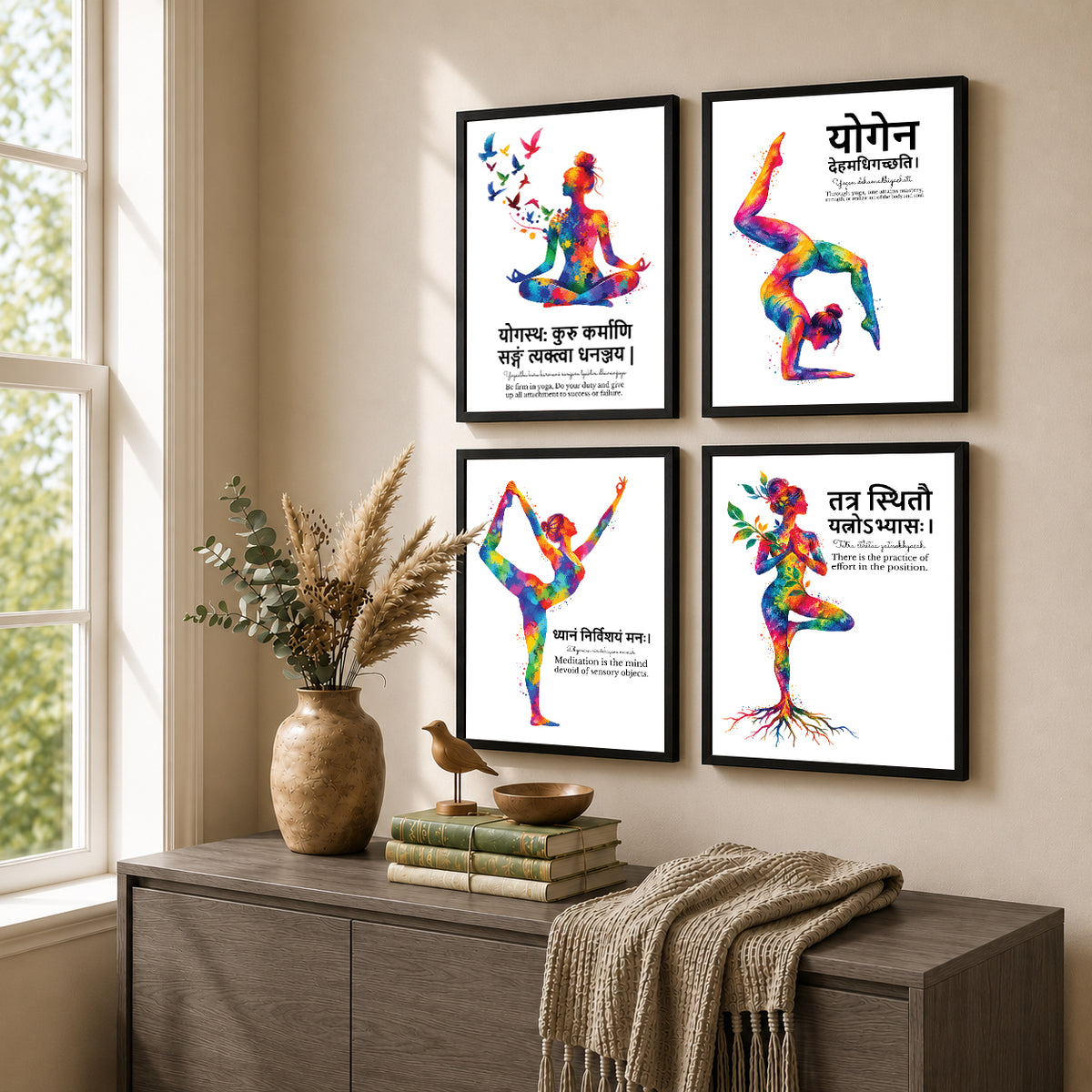 Yoga Quotes Wall Frames (Set of 4)