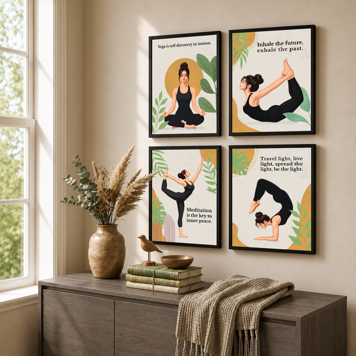 Yoga Quotes Wall Frames (Set of 4)