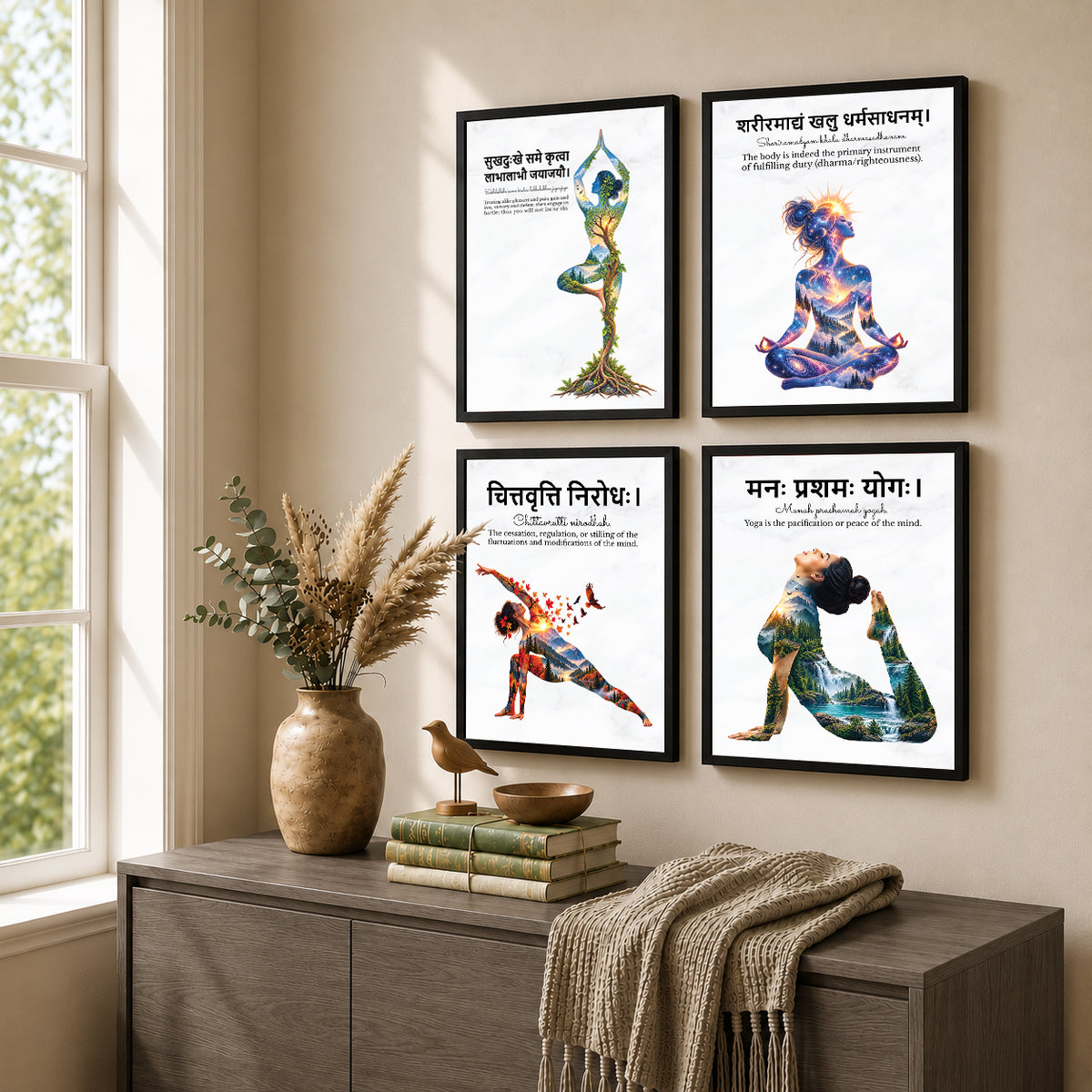 Yoga Quotes Wall Frames (Set of 4)