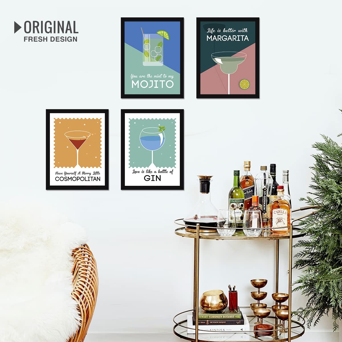 Bar Cocktail Quotes (Set of 4)