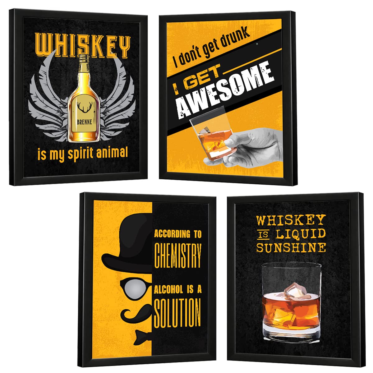 Bar, Alcohol, Whisky,  (Set of 4)