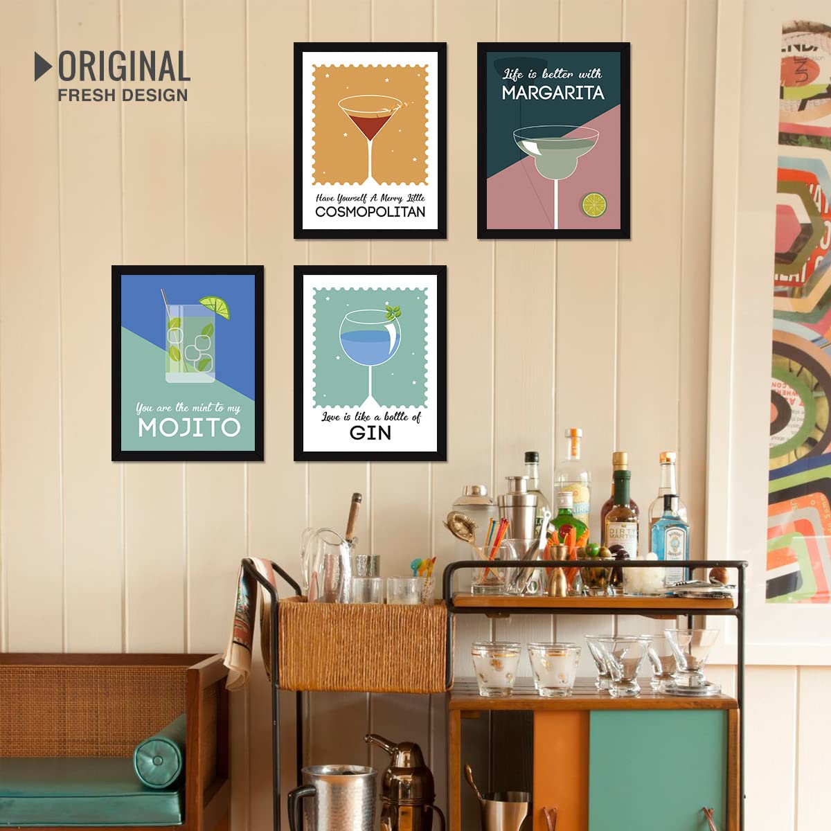 Bar Cocktail Quotes (Set of 4)