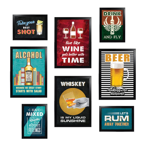 Bar, Rum, Whisky, Beer, Wine, Vodka (Set of 8)