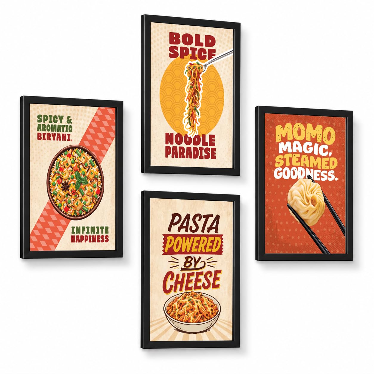 Restaurant Biryani Noodles Pasta Momos Food (Set of 4)