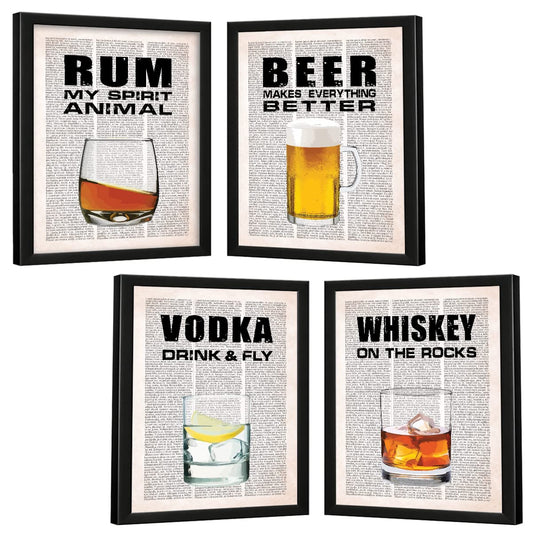 Bar, Rum, Whisky, Vodka, Beer (Set of 4)