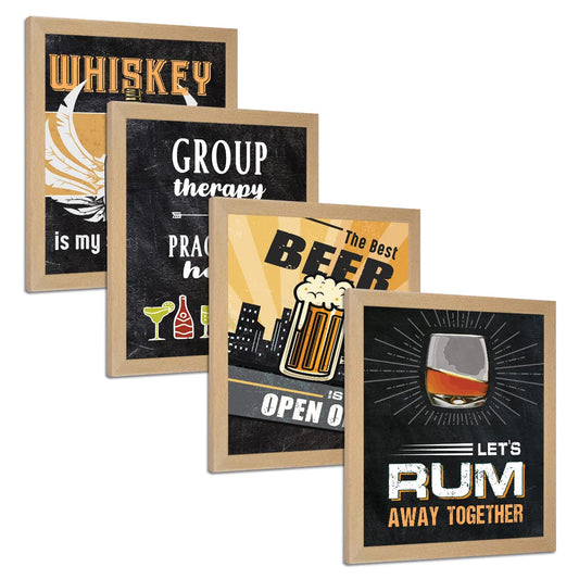 Bar, Rum, Whisky,  Beer (Set of 4)