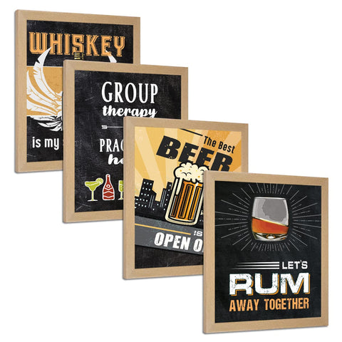 Bar, Rum, Whisky,  Beer (Set of 4)